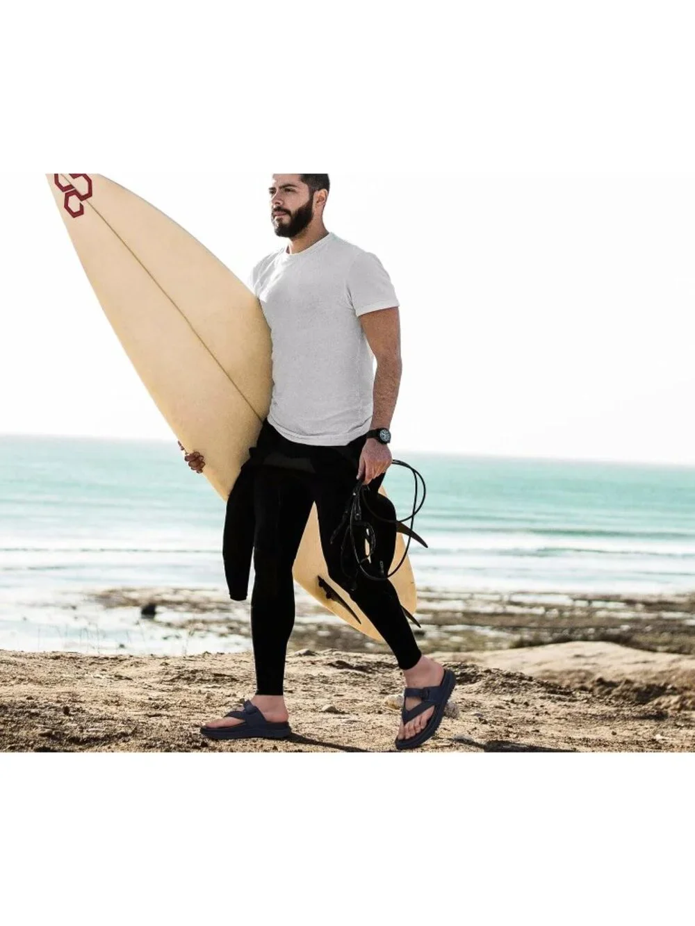 Men's Blue Orthopaedic Flip Flops Walking Sandals with Arch Support Sport